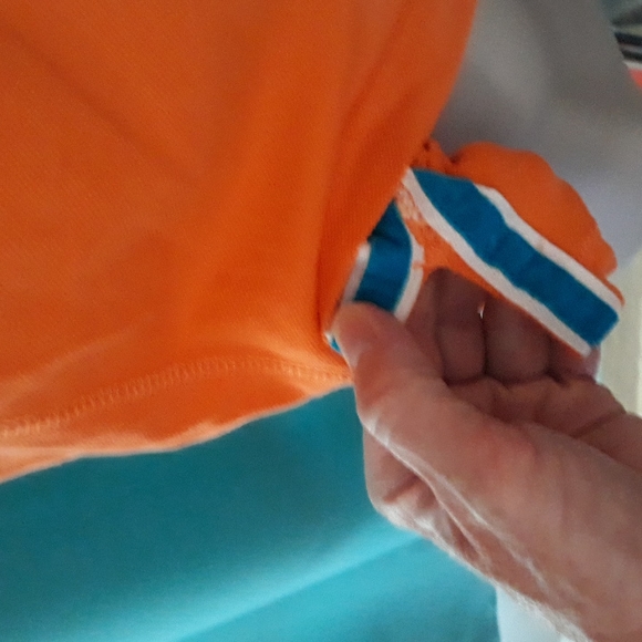 U. S. Polo Assoc. orange and turquoise 2 button polo. Small - Picture 6 of 9